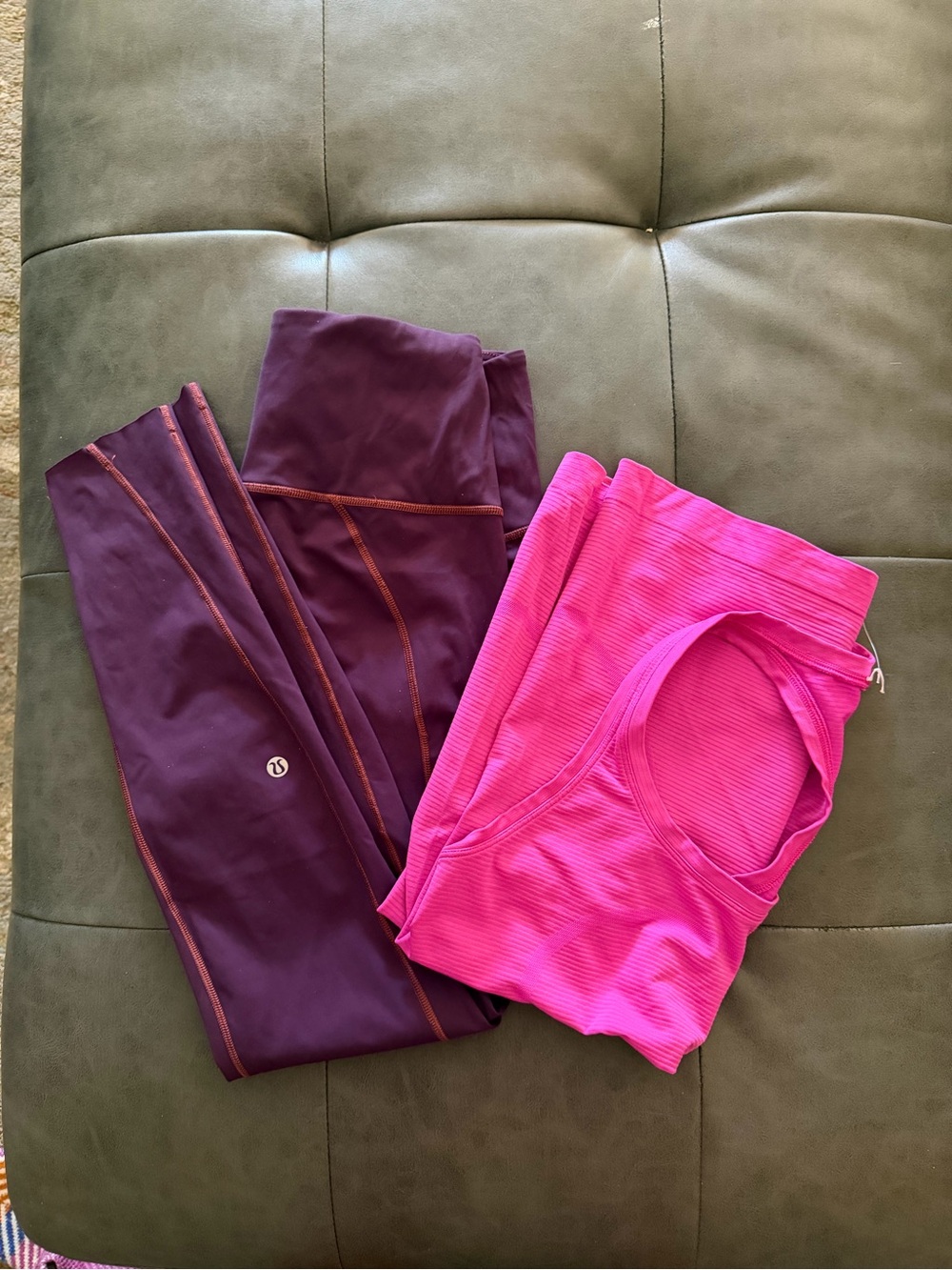lululemon athletica Plum Leggings with Bright Pink Tank (SET)